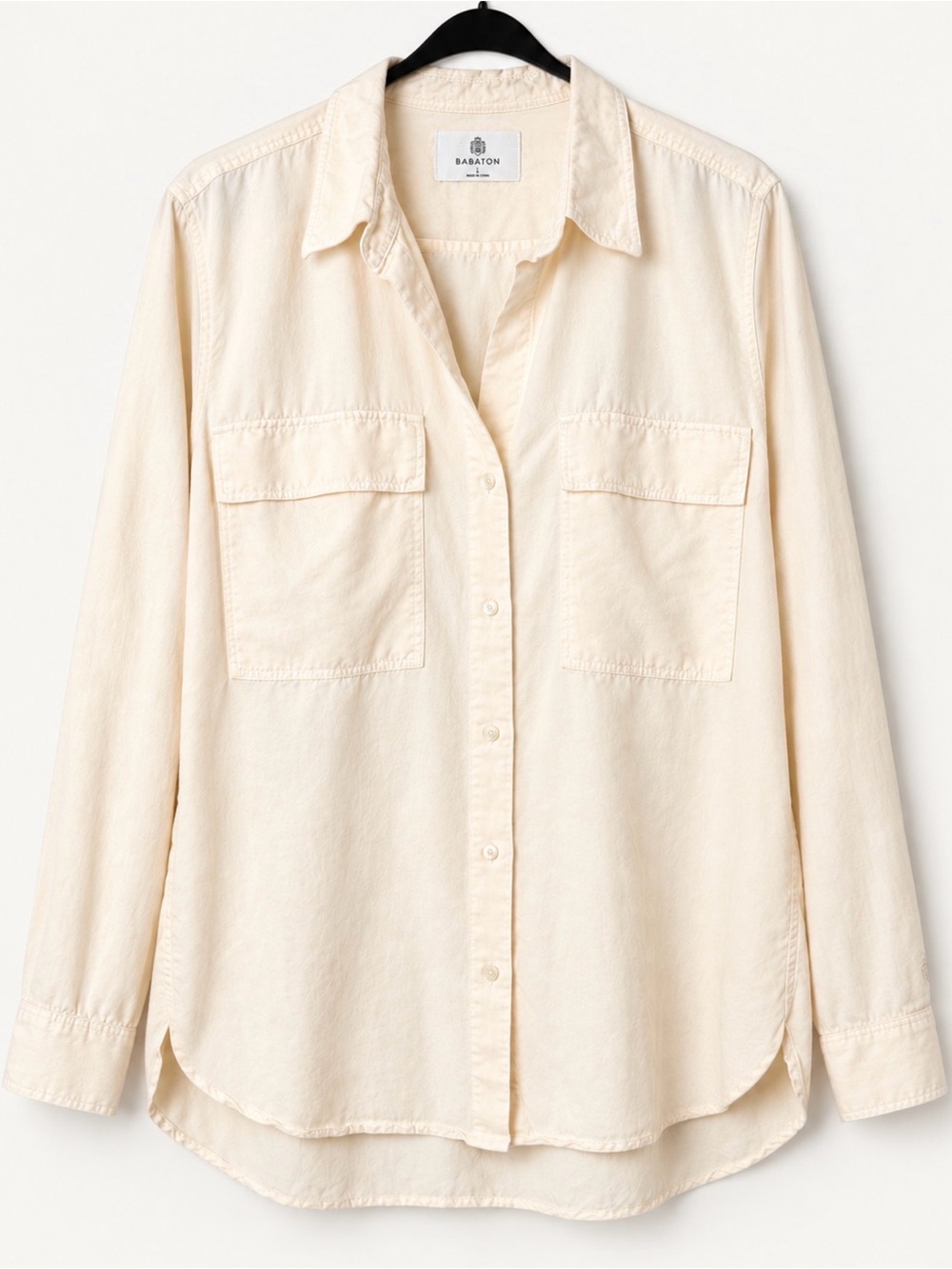 Babaton Aritzia Cream Ivory Utility Button Down Shirt Pocket Detail size large